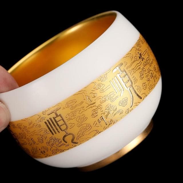 鎏金 主人 杯 茶杯 陶瓷 茶盞 純金 羊脂 玉瓷 白瓷 品茗 杯 功夫 茶杯 茶碗 建盞 純金茶杯 玉瓷茶盞