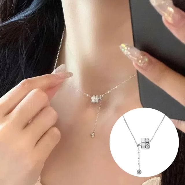 【A&R】S925純銀輕奢個性天然白貝母+鋯石小蠻腰項鍊(招財 招桃花 可調節 情人節 生日 禮物)