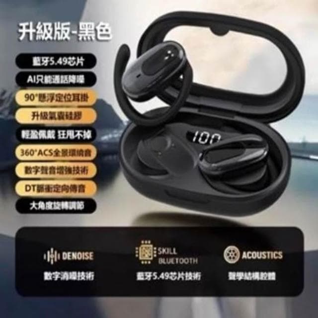 耳掛式藍芽耳機 可旋轉耳機 ows開放式 骨傳導耳機 長續航 雙耳藍牙耳機 不入耳 掛耳式 運動 無線耳機