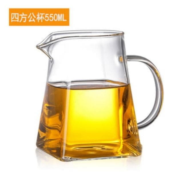 550ml 加厚耐熱玻璃公道杯 泡茶壺 四方公杯 分茶器(加厚耐熱玻璃公道杯 泡茶壺 四方公杯 分茶器 玻璃茶海 茶具配件 公杯 泡茶器 茶水分離杯)