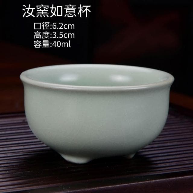 品茗杯3入組｜汝窯茶杯 汝瓷品茗杯 茶盞單杯 小茶碗 功夫茶具 茶杯 汝窯 哥窯 品茗 茶道 茶道配件 主人杯 家用簡約