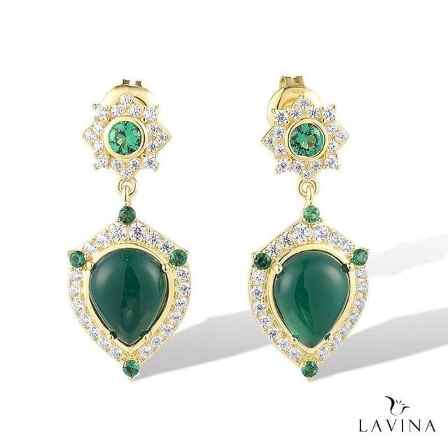 【Lavina 菈薇娜】LAVINA絕代風華系列-翠綠典雅復古之美925銀耳飾