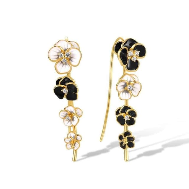 【Lavina 菈薇娜】LAVINA藝術花韻系列-經典黑白山茶花手工滴油精緻925銀耳飾