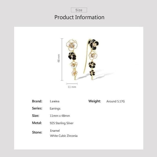 【Lavina 菈薇娜】LAVINA藝術花韻系列-經典黑白山茶花手工滴油精緻925銀耳飾