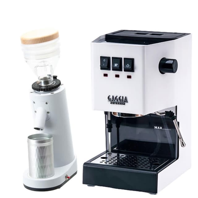 【Tiamo】GAGGIA新版義大利 CLASSIC專業半自動咖啡機-黑色 (HG0195BK)+TIAMO K40R 錐刀磨豆機(HG1559BK)