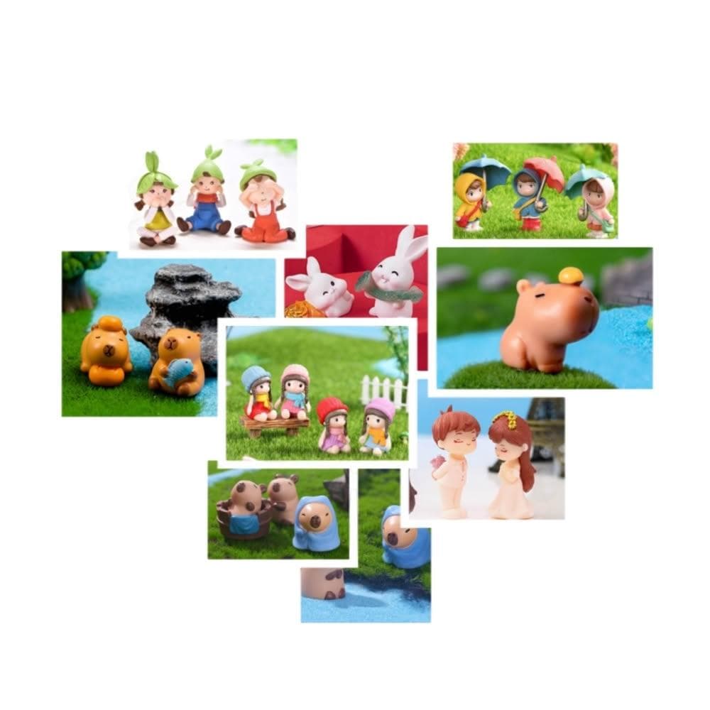 微景觀混裝套組｜造盆景 動物 蛋糕擺件 桌上裝飾 盆栽 園藝 拍攝道具 植物 多肉擺件 水豚 卡皮巴拉 人物 情侶