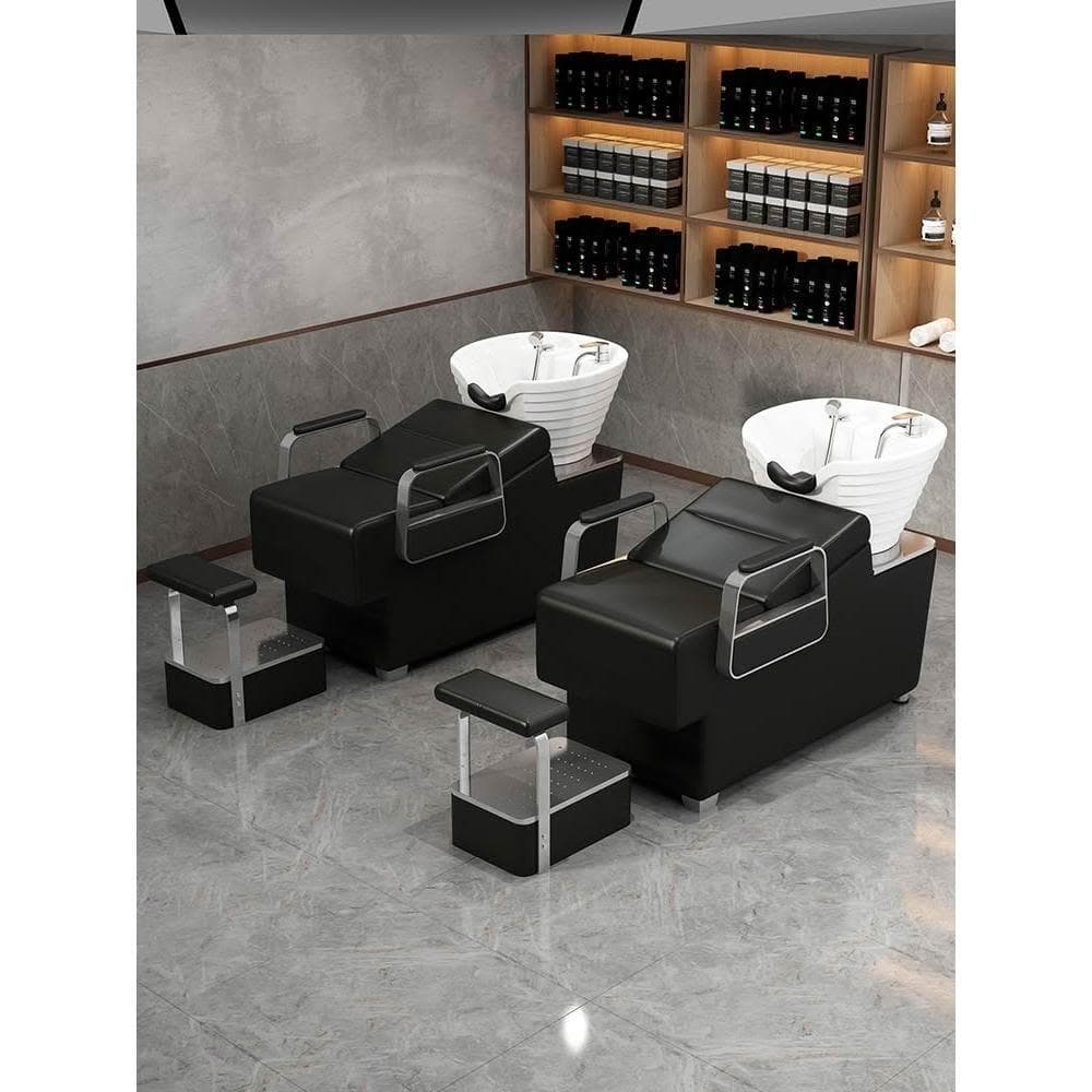 洗頭床理髮店專用美髮店髮廊沖水床陶瓷盆半躺式網紅潮店廠家直銷