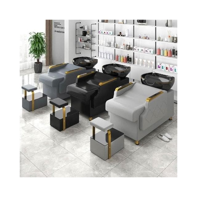 理髮店洗頭床髮廊專用沖水床陶瓷盆半躺式洗頭床網紅款高檔洗頭床