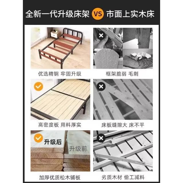 折疊床單人家用簡易床辦公室午睡宿舍木條床出租屋成人陪護鐵架床