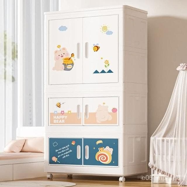 巨無霸75cm卡通折疊寶寶衣櫃櫥嬰兒童衣服收納櫃塑料傢用儲物櫃