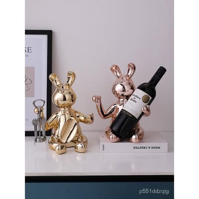 工廠直銷 免稅 兔子紅酒架裝飾品客廳喬遷禮物輕奢客廳餐桌麵餐邊櫃酒托酒櫃擺件酒櫃 酒架 擺件 XFS1