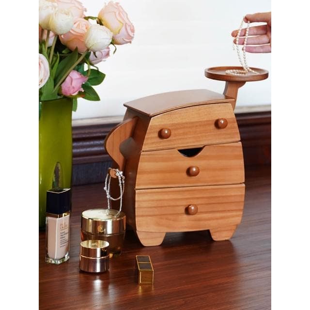 果设胖墩墩首饰盒实木质收纳盒高档精致饰品黄金新婚乔迁新居礼物