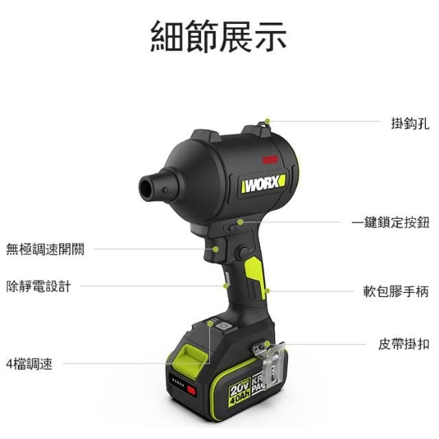 【WORX 威克士】20V 空氣槍 吹風機 鼓風機 吹塵槍 吹塵槍 渦輪吹塵槍 暴力吹風機 空機 WU093.9
