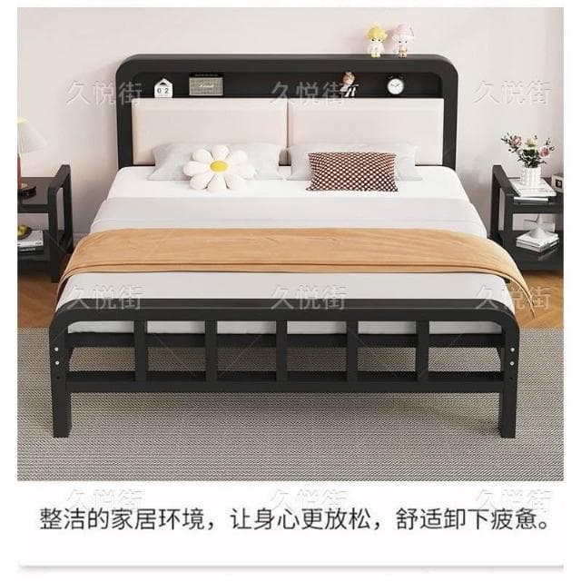 熱銷⭐爆款 2172 鐵藝床雙人床家用耐用加厚加固鐵床單人不銹鋼床靜音出租屋鐵架床