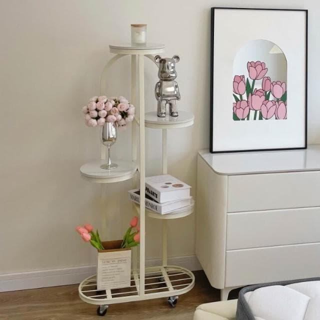 免運｜奶油風多層花架落地北歐客廳鐵藝大理石花架子現代室內綠蘿花盆架花架盆栽架 多肉植物架 陽台花架 陽台落地式花盆架