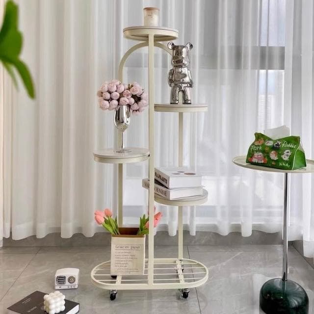 免運｜奶油風多層花架落地北歐客廳鐵藝大理石花架子現代室內綠蘿花盆架花架盆栽架 多肉植物架 陽台花架 陽台落地式花盆架