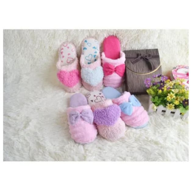 愛心 蝴蝶結 情人節 情侶拖鞋 軟毛室內 居家拖鞋 情人禮 聖誕禮物 創意 交換禮物 情侶