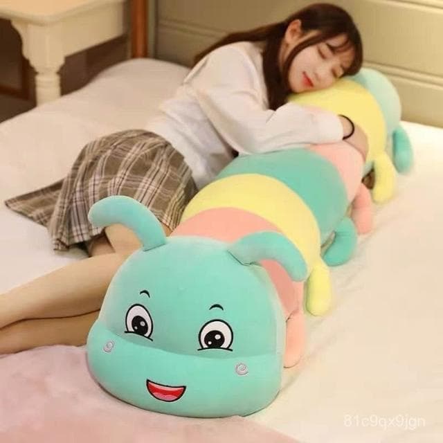 免運 可開髮票 超軟抱枕長條七彩毛毛蟲毛絨玩具女孩公仔娃娃生日禮物雙人長枕頭抱枕佈娃娃公仔玩偶長條枕頭女生床上睡覺夾腿
