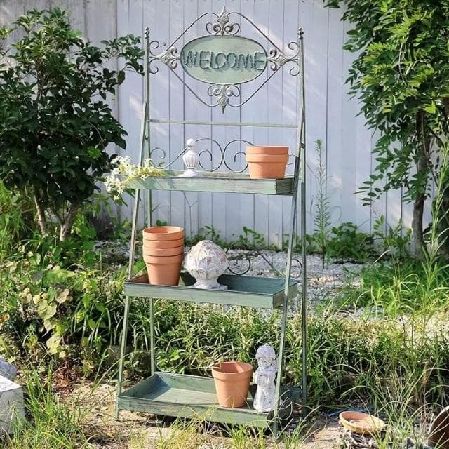 🎉特價下殺 花架 陽臺花架 落地架 歐式可折疊多層陽臺鐵藝花架室內複古置物架作舊多肉落地式花盆架 植物花架 盆栽架