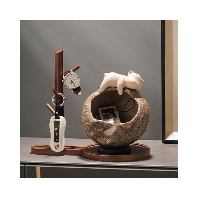 招財貓放鑰匙收納置物架擺件入戶門口玄關客廳喬遷新居禮品裝飾品