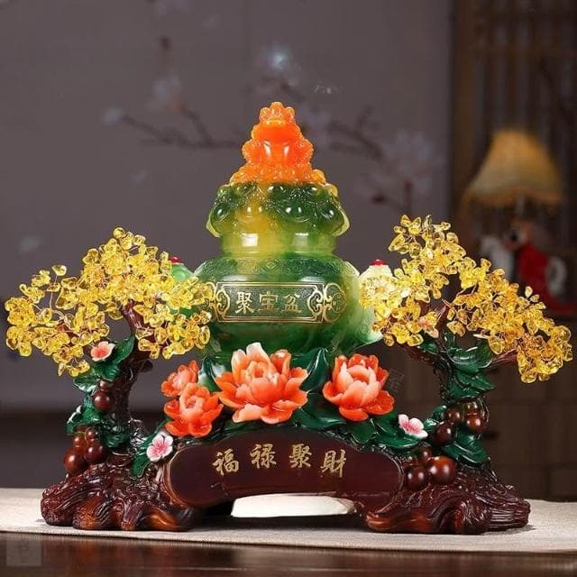 ⭐ 免運 招財金蟾聚寶盆 水晶髮財樹 招財擺件 招財擺飾 客廳擺件 玄關擺飾 辦公室擺飾 入厝禮物 開店送禮 開幕送禮