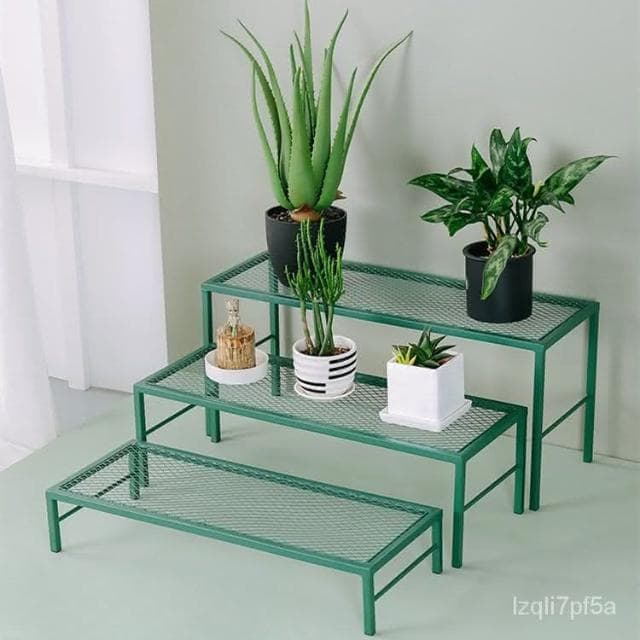 可開發票💥免運 北歐多層花架置物架 免組裝 階梯型 鐵藝 防腐 盆栽架 室外 陽臺 闆凳植物架