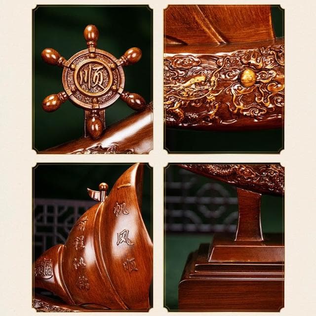 一帆風順 帆船擺件 仿象牙 客廳擺飾 博古架 玄關擺飾 辦公室桌裝飾 喬遷 開業 禮物 開店賀禮