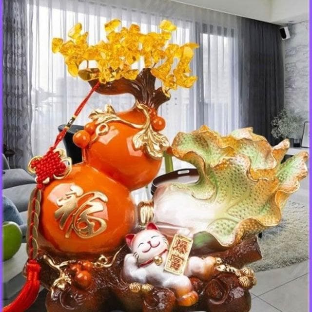 水晶髮財樹 白菜葫蘆招財貓擺件 葫蘆 葫蘆擺件 開業送禮 開店送禮 入厝禮物 招財 新傢入厝 客廳裝飾 喬遷新居禮品