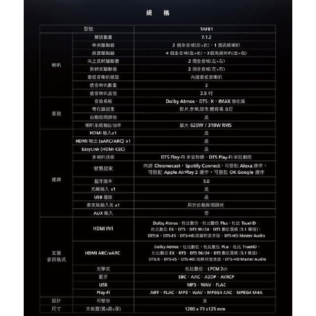 【Philips 飛利浦】飛利浦PHILIPS 旗艦級7.1.2家庭劇院音響組 TAFB1 聲霸Soundbar劇院音響藍芽喇叭