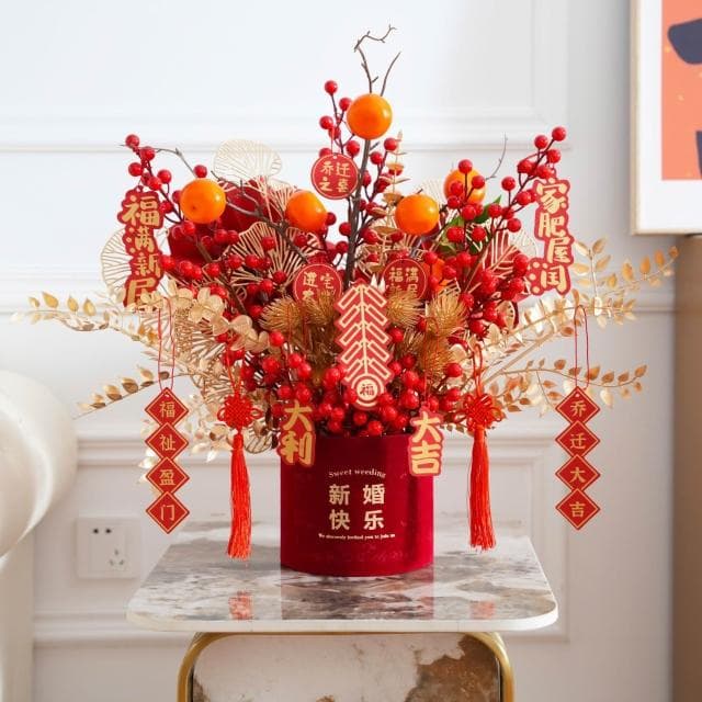 結婚發財果喬遷之喜仿真花假花擺設客廳進宅搬家送禮裝飾花擺件