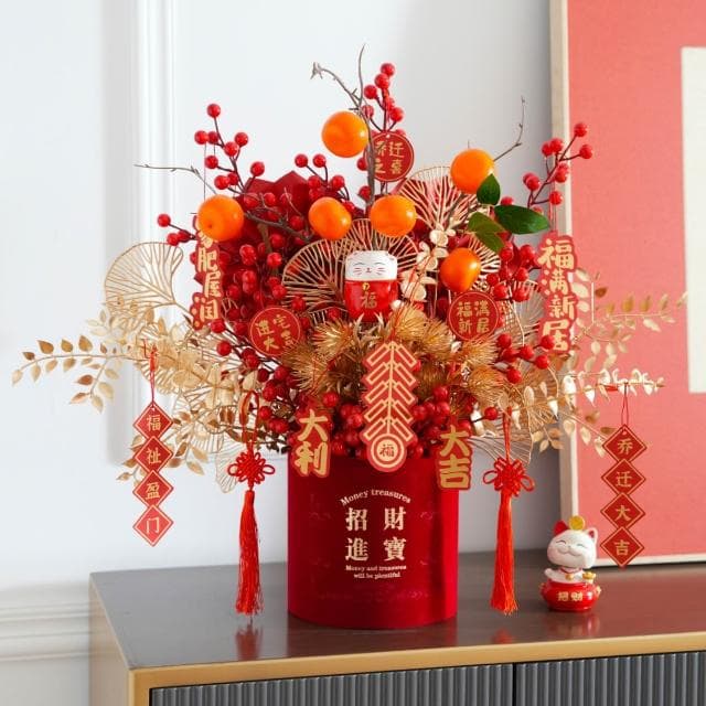 結婚發財果喬遷之喜仿真花假花擺設客廳進宅搬家送禮裝飾花擺件