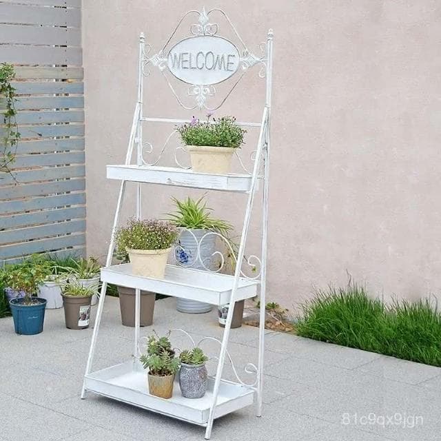 🎉特價下殺 花架 陽臺花架 落地架 花園複古花架做舊多層多肉架陽臺置物架鐵藝客廳落地式折疊綠蘿盆 植物花架 盆栽架