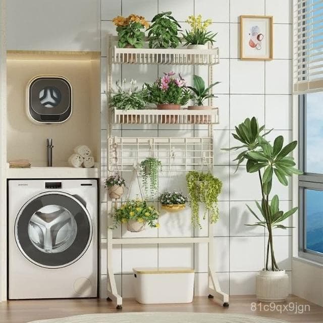 🎉特價下殺 花架 陽臺花架 落地架 奶油風多肉花架置物架陽臺層距可調可移動客廳2024新款展示架落地 植物花架 盆栽架