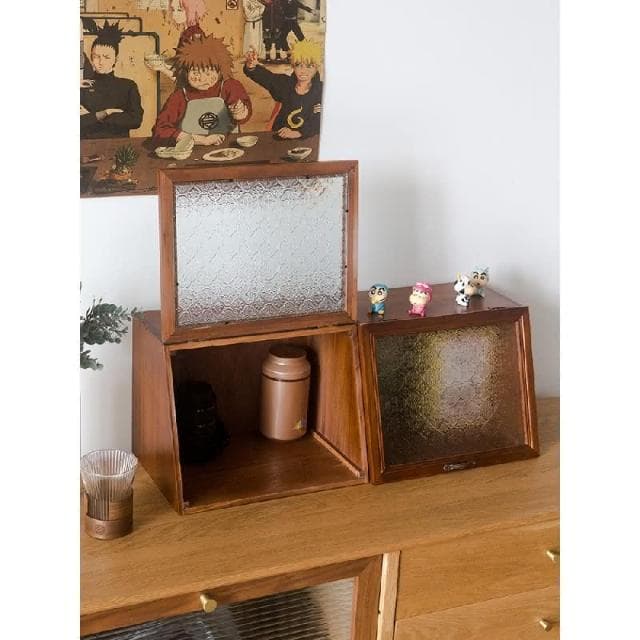 化妝品收納櫃 保養品收納 口紅收納架 整理櫃 化妝櫃 日式複古實木桌麵多功能收納盒木質化妝品水乳收納櫃茶具茶盃碗櫃