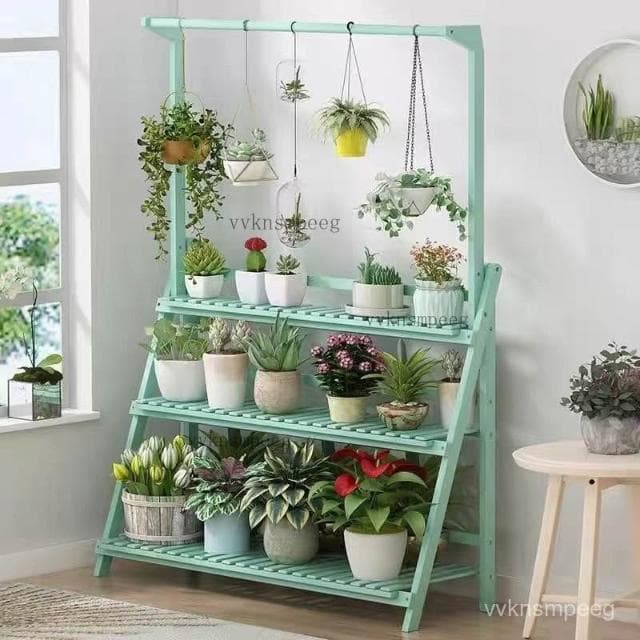 免運 花架 植物架 陽臺置物架 盆栽架 弔籃架子 竹架 楠竹花架子置物架陽臺裝飾客廳室內實木多層落地式多肉綠蘿花盆架