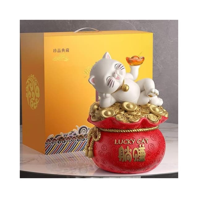 招財貓聚寶盆擺件國風存錢罐公司店鋪開業禮物收銀臺喬遷新居禮品風水擺件客廳擺件玄關擺件居家擺飾招財擺飾開店送禮
