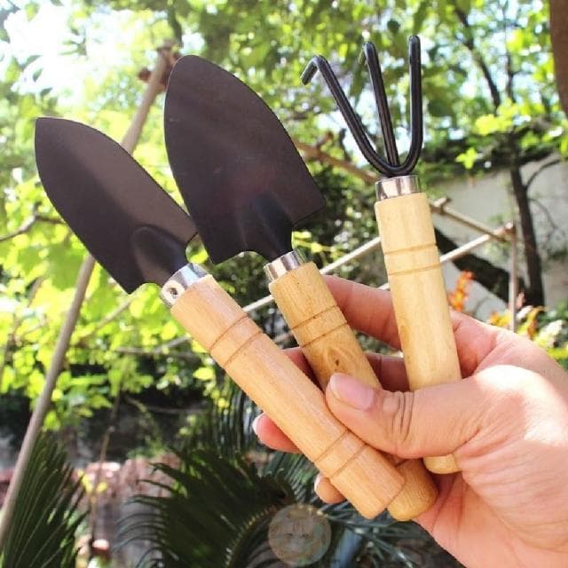 小魚嚴選 多肉植物園藝挖土三件組 家庭盆栽花挖土鐵耙鐵鏟鬆土用具鏟子 種花種菜小型工具