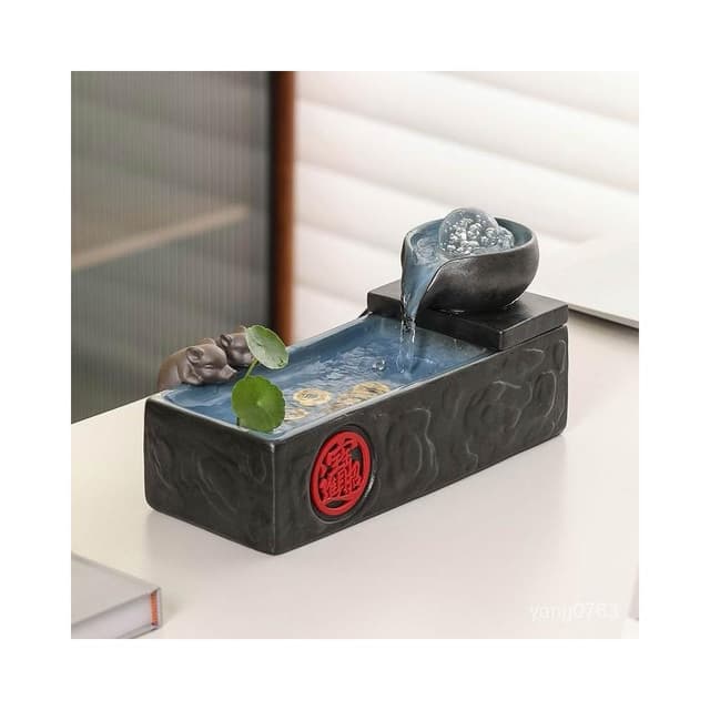 流水聚寶盆 風水擺件*諸事大吉流水噴泉擺件循環水家居客廳茶幾辦公桌麵裝飾招財風水球流水擺件 開店送禮 ｜風水招財流水組