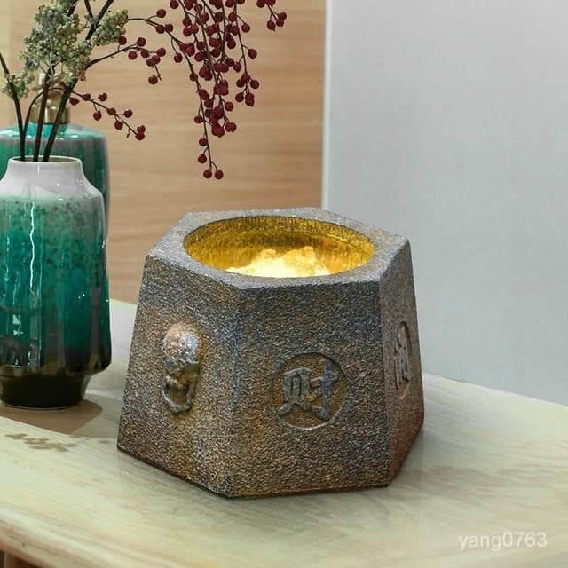 流水聚寶盆 創意魚缸 仿古招財流水噴泉循環水生財固井擺件開業喬遷禮品 開業禮品 流水擺件 開店送禮 風水招財 魚缸 招財