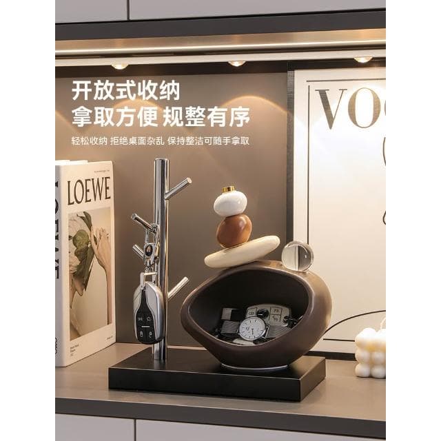 石來運轉鑰匙收納玄關擺件入戶客廳酒櫃電視櫃家居裝飾品喬遷禮物
