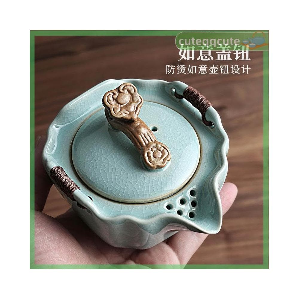 快客杯 旅行茶具 茶壺茶具 茶具套裝 露營茶具 汝窯快客杯 旅行茶具杯 一壺一杯二杯冰裂汝窯個人辦公茶具旅行便攜式茶具杯