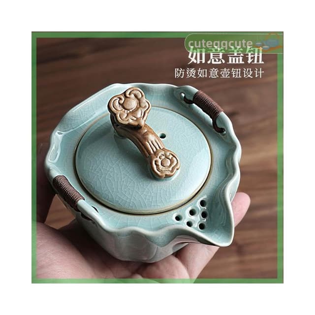 快客杯 旅行茶具 茶壺茶具 茶具套裝 露營茶具 汝窯快客杯 旅行茶具杯 一壺一杯二杯冰裂汝窯個人辦公茶具旅行便攜式茶具杯