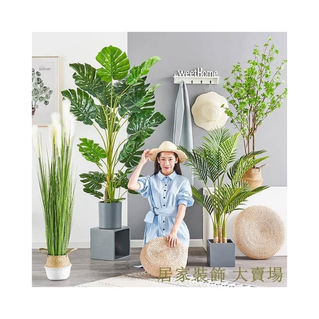 仿真綠植 樹 龜背葉 琴葉榕 大型北歐ins風仿真綠植旅人蕉天堂鳥客廳落地假盆栽景植物擺件樹