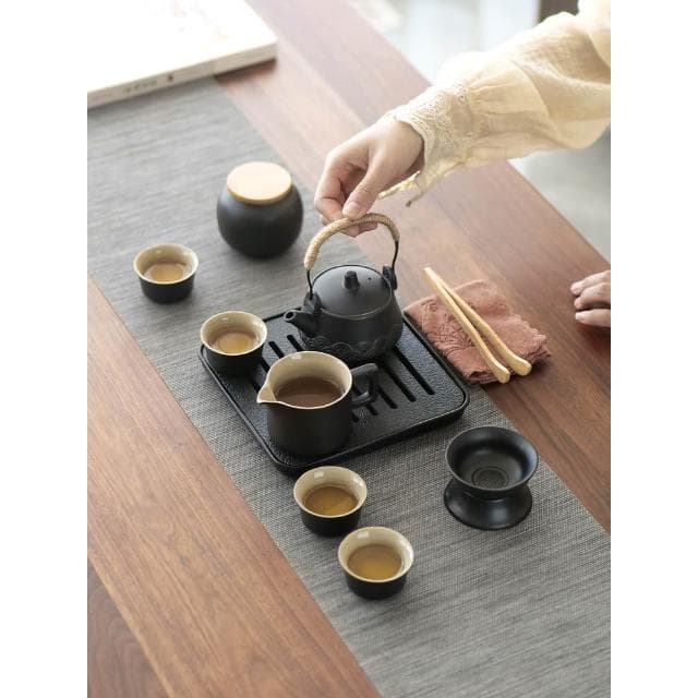 旅行功夫陶瓷茶具戶外旅遊露營喝茶裝備可攜式套裝泡茶小套定制包