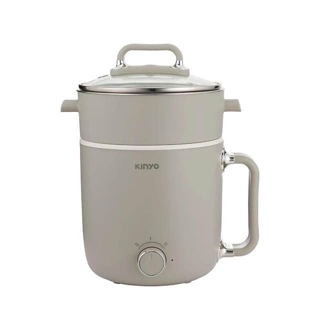 【KINYO】陶瓷美食鍋 1.9L 料理鍋 蒸煮鍋 快煮鍋 美食鍋 電煮鍋 電火鍋 蒸鍋 附蒸籠 (速達)