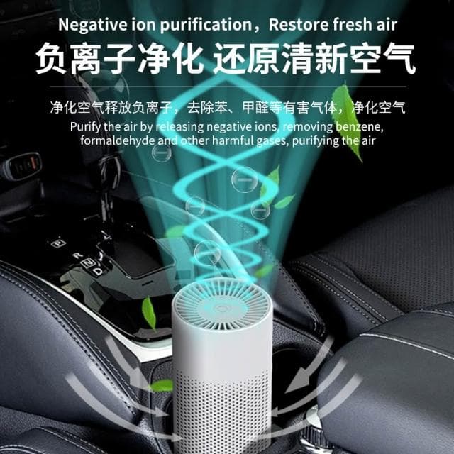 車載空氣净化器 除異味USB小型便攜式負離子桌面傢用净化器 負離子净化 智能三檔 多重净化 輕音低噪 體積小巧