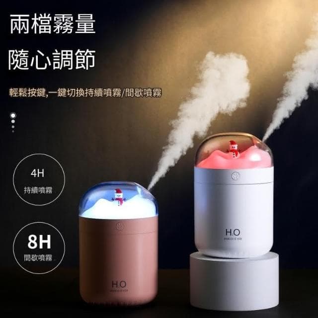 雪人加濕器 七彩燈室內防幹燒噴霧保濕器 靜音大容量凈化加濕器 聖誕節平安夜禮物 雪人加濕器 水氧機 霧化器