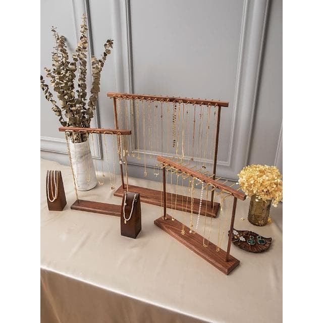 項鏈展示架飾品陳列道具店鋪創意胡桃木高檔簡約掛手鏈首飾收納架