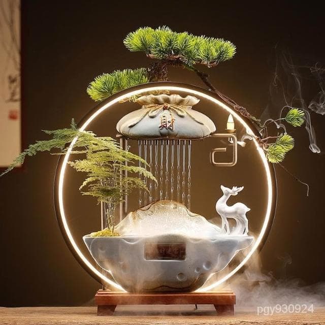 💕💕雨簾流水擺件 倒流香座 玄關擺件 招財流水盆  風水招財流水組 流水生財擺件 招財擺件 開店送禮 開運 招財 GOR