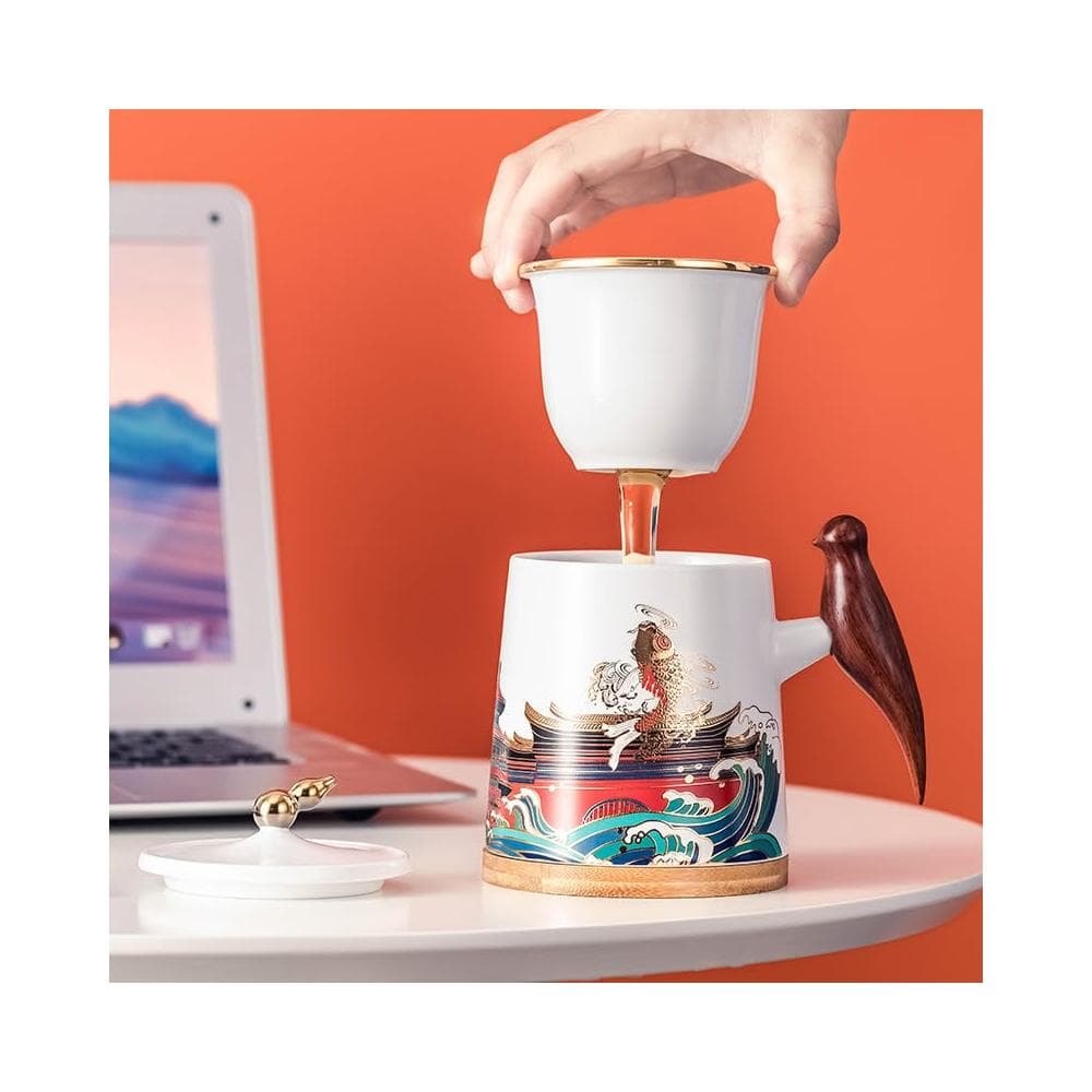 陶瓷泡茶杯茶水分離杯帶蓋辦公杯過濾馬克杯生日禮物伴手禮品